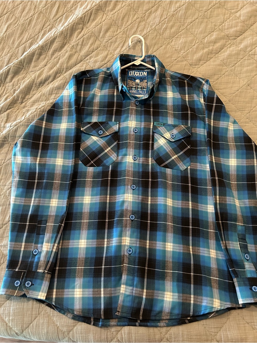 DIXXON Teal and Black Plaid Button-Down Shirt